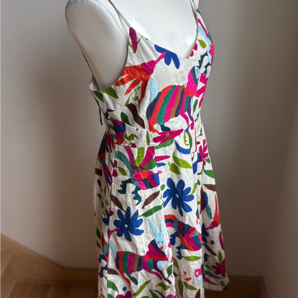 Anthropologie White Embroidered Floral Sundress with Multicolor Motifs - Picture 3 of 9